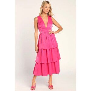 Lulu's Pink Layered Midi Dress